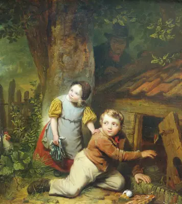 Де Бракелер Фердинанд (1792-1883) — «Дети у курятника» 1860г.