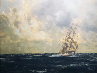 Димер Михаэль Цено (1867-1939) — «Морской пейзаж с парусником»