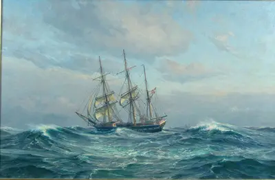 «Морской пейзаж с парусником» 1921 г.