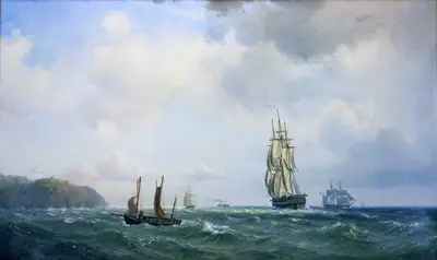 Мельби Вильгельм (1824-1882) — «Парусники в море» 1856 г