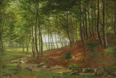 Грот Вильгельм (1842-1899) — « Лесной пейзаж» 1897г