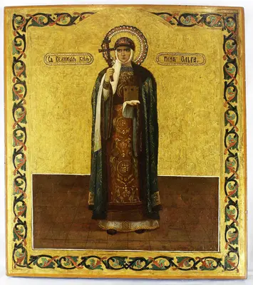 Старинная икона «Великая княгиня Ольга»