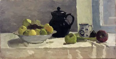 Фрукты и тёмно-синий кувшин