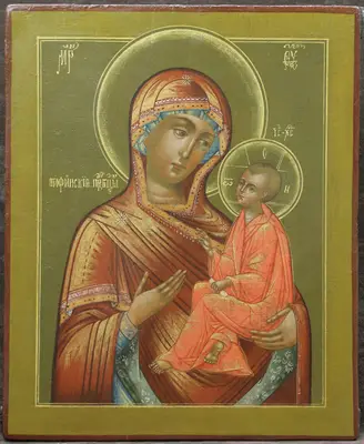 Старинная икона «Пресвятая Богородица Тихвинская»