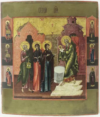 Старинная икона «Сретение Господне»