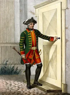 Гобоист Пехотного полка, с 1756 до 1762 года«. Серия »Историческое описание одежды и вооружения российских войск