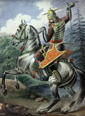 Русское вооружение с XIV до второй половины XVII столетия. Ратник в бахтерце и в шеломе«. Серия »Историческое описание одежды и вооружения российских войск
