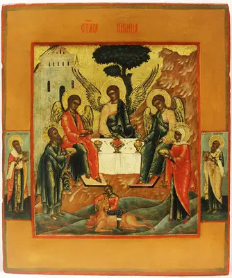 Старинная икона «Троица (Гостеприимство Авраама)»