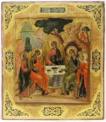 Антикварная икона «Троица Ветхозаветная (Гостеприимство Авраама)»