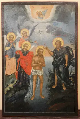 Старинная икона «Богоявление» («Крещение Господне»)