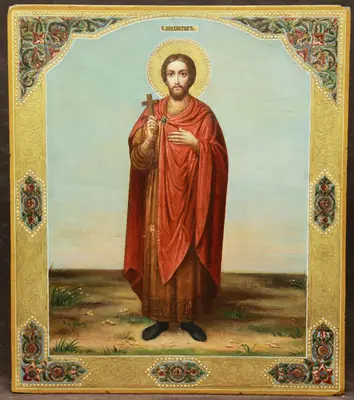 Старинная икона «Святой мученик Виктор Дамасский»