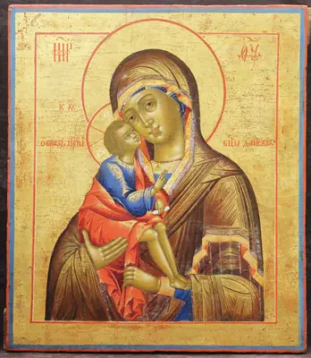 Редкая старинная икона «Богоматерь Донская на золотом фоне»