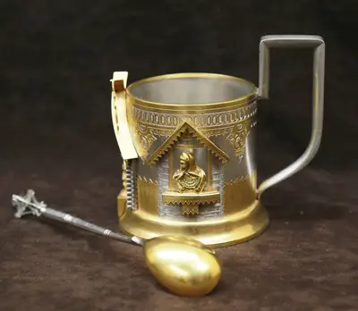 Подстаканник с ложкой в русском стиле